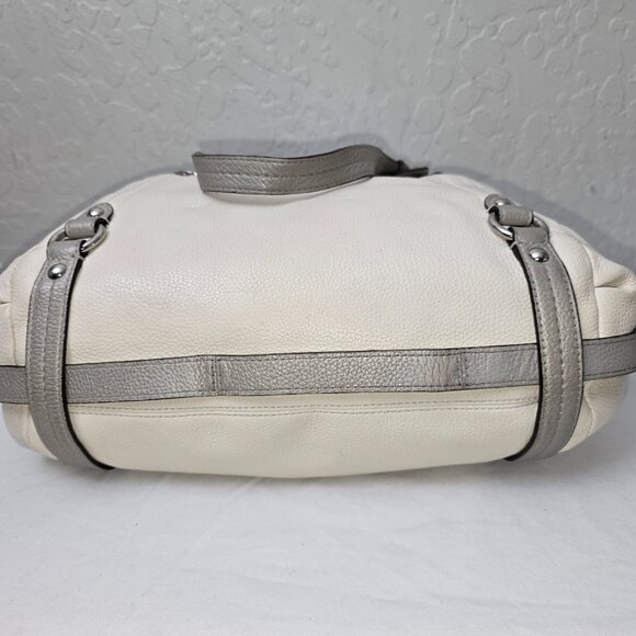 Coach F17566 Alexandra Ivory & Gray Pebble Grain Leather Shoulder Tote Bag - Picture 16 of 16